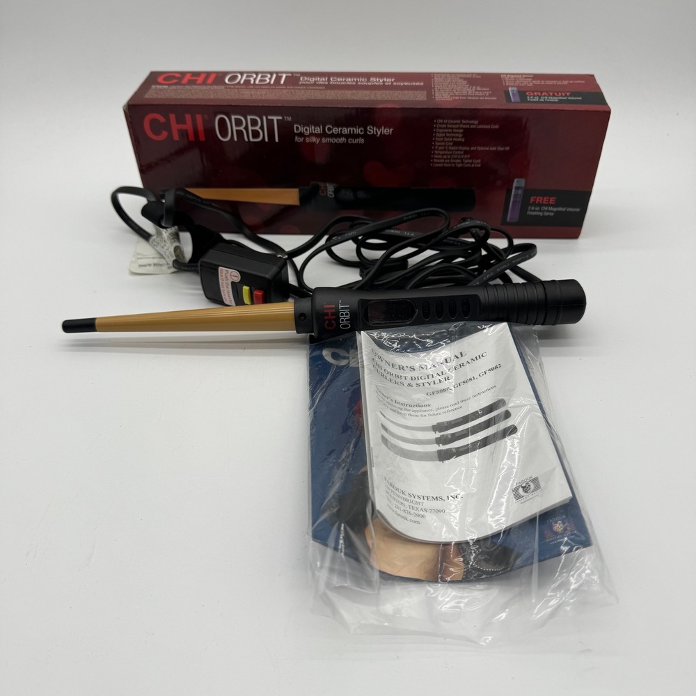 CHI Orbit Digital Ceramic Styler Curling Wand GF5082 3/4" Tapered Barrel w/ Box
